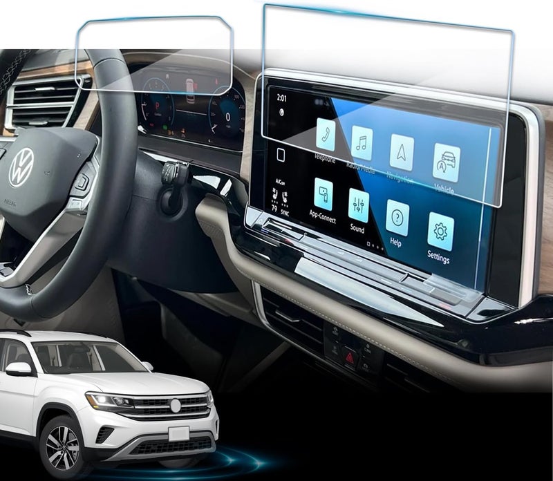 VIAROOM 2 Pack Screen Protector For VW Atlas & Atlas Cross Sport 2024-2026,12" infotainment & 10.2" Cluster Tempered Glass Film For Volkswagen 2026 2025 2024 SE/SEL/R-Line Accessories - Image 1